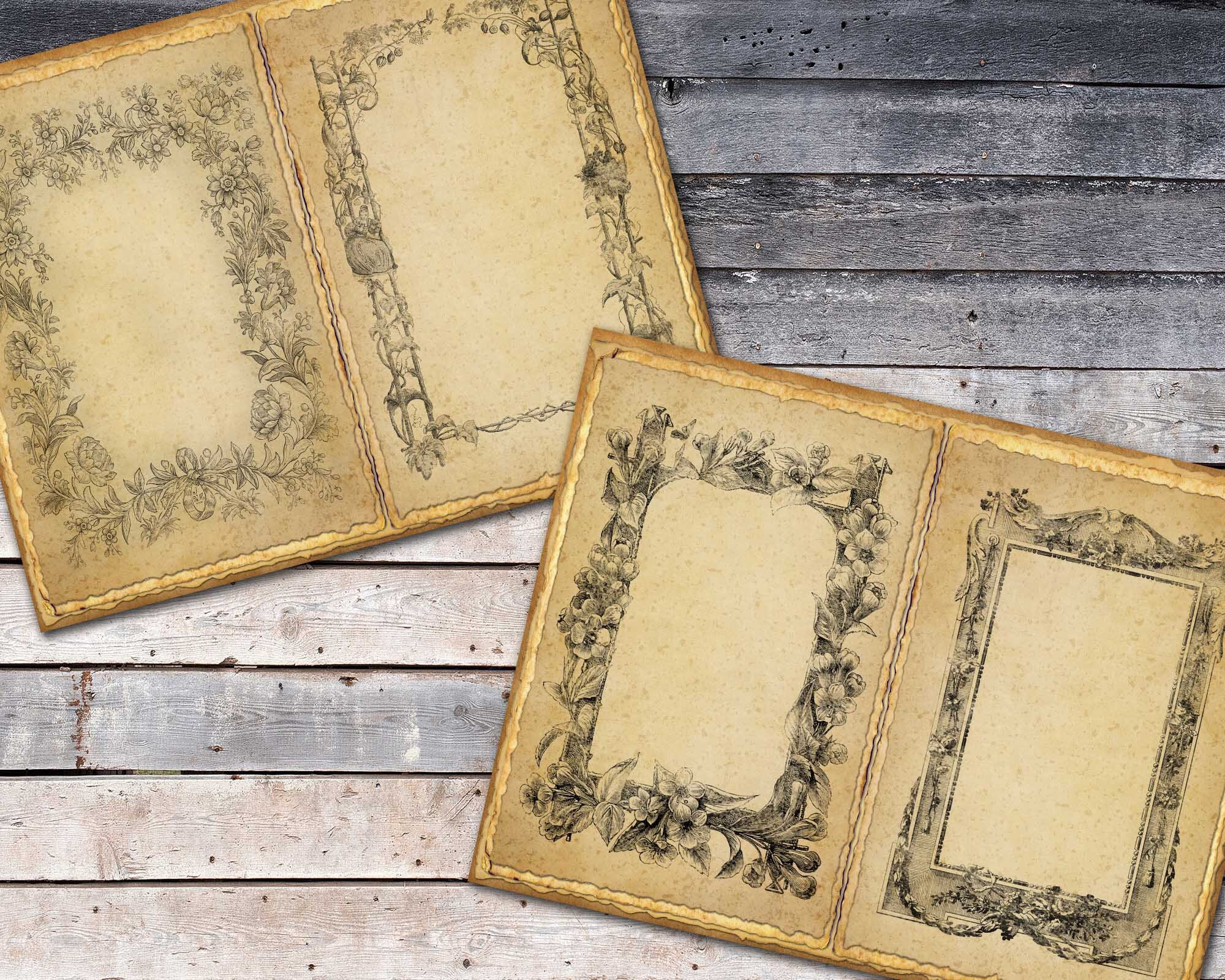 Digital Vintage Frame Journal Pages Printable Layered Journal Etsy