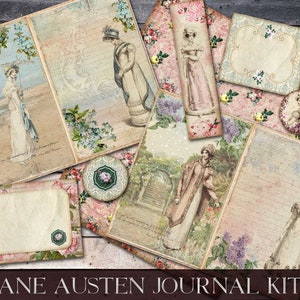 Jane Austen Journal Kit, Regency Women, Jane Austen Paper, Regency Digital, Junk Journal, Digital Download, Scrapbook Paper