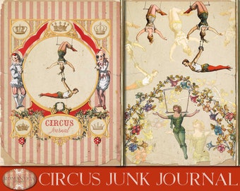 Vintage Circus Journal Kit, Circus Ephemera, Victorian Performers, Printable Circus, Circus Girl, Junk Journal, Digital Download