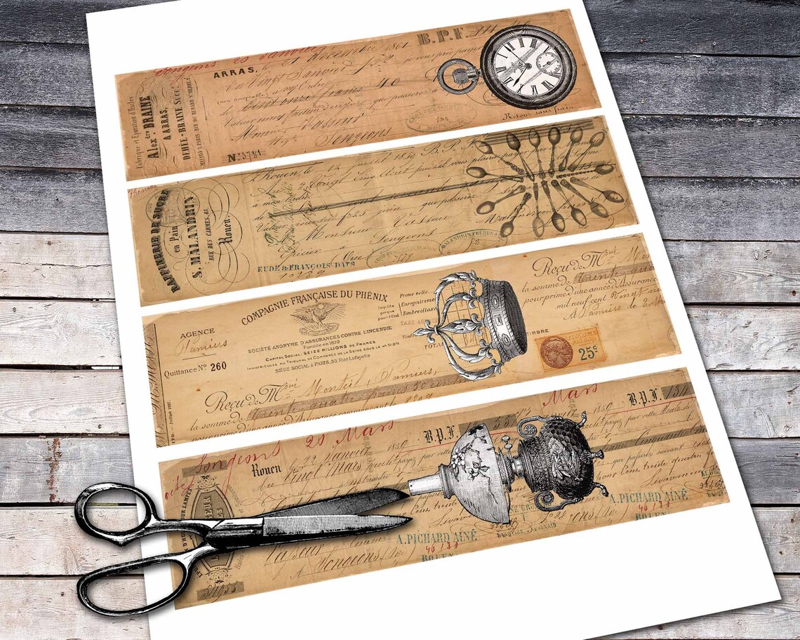 Vintage Style Bookmarks for Scrapbooking French Ephemera Etsy