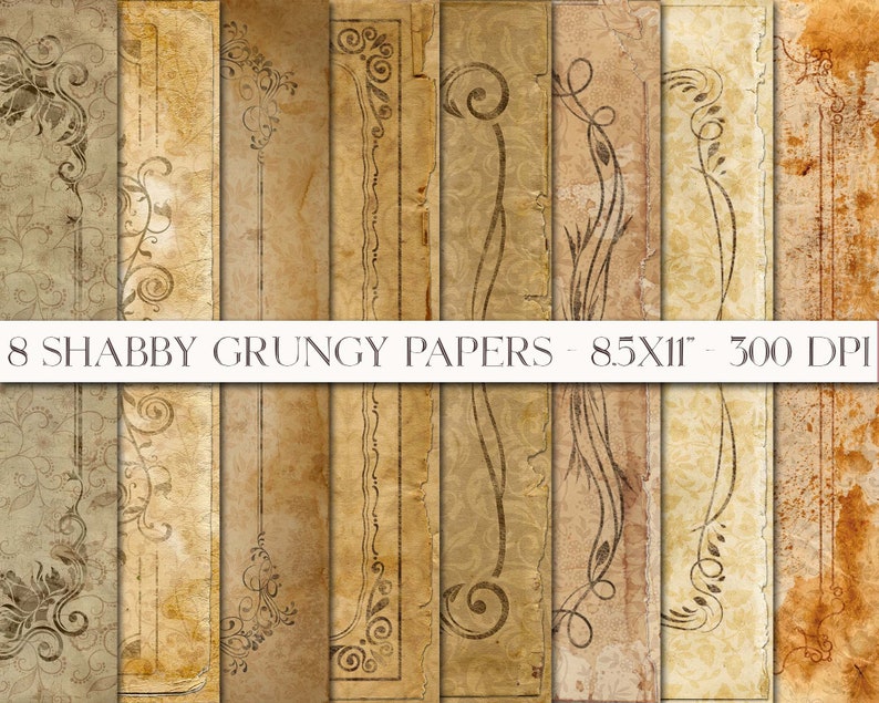 Shabby Tan Digital Papers Vintage Frame Printable Pages | Etsy