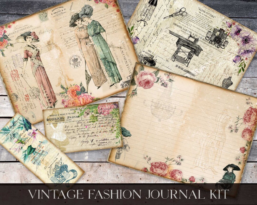 Vintage Fashion Junk Journal Kit, Sewing Journal, Edwardian Fashion ...