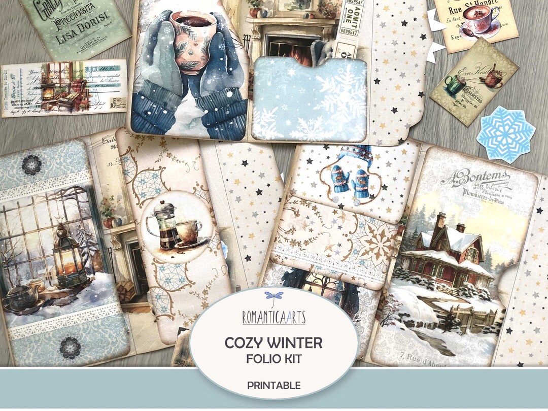 Cozy Winter Folio Kit, Shabby Winter Tri Fold Folio, Loaded Folder ...