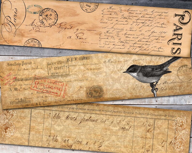 Vintage French Ephemera Strips For Scrapbooking Paris Digital Etsy