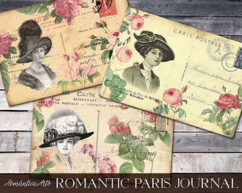 Shabby French Ephemera Romantic Paris Junk Journal Printable Paris Vintage Ephemera Digital Paris Journal Kit Romantic Journal Papers