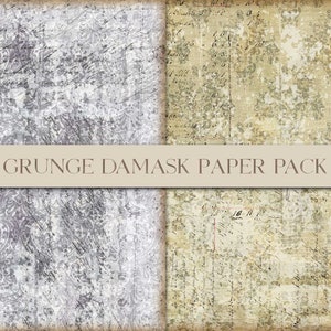 Grunge Damask Pattern Paper Pack, Wallpaper Style, Damask Digital Paper, Vintage Damask, Background Paper, Journal Supply, Digital Download image 6