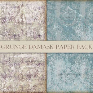 Grunge Damask Pattern Paper Pack, Wallpaper Style, Damask Digital Paper, Vintage Damask, Background Paper, Journal Supply, Digital Download image 5