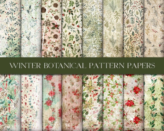 Shabby Winter Crafting, Craft Papers, Digital Paper Pack, Scrapbooking  Paper, Vintage Paper, Junk Journal Paper