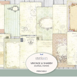 Digitale Shabby Seiten für Journals, Shabby Ephemera Papiere zum Basteln, Französische Ephemera Seiten, Paris Postkarten Downloads, Französisches Junk Journal