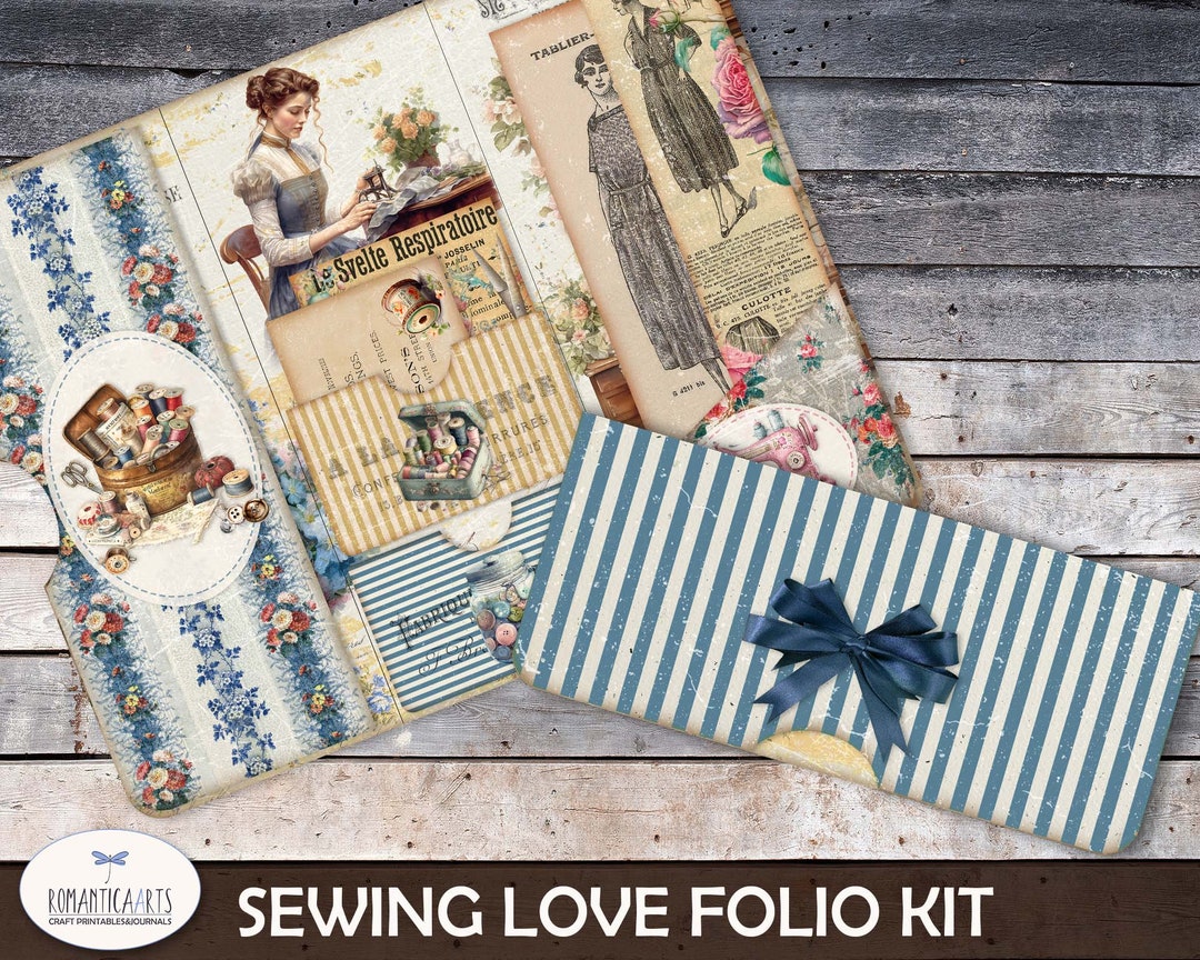 Sewing Love Folio Kit Junk Journal Printable Tri Fold Folio - Etsy