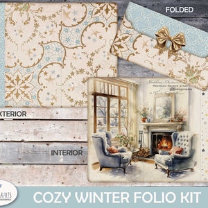 Cozy Winter Folio Kit, Shabby Winter Tri Fold Folio, Loaded Folder ...