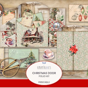 Kit pochette de Noël pour porte, jolie chemise de poche, pochettes décoratives pour travaux manuels, articles à imprimer pour le journal indésirable de Noël, papier d'hiver