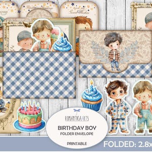 バースデーボーイフォルダー封筒、10歳の誕生日、ギフトカードホルダー、マネーホルダー、ダウンロード可能なプリント、印刷可能なバースデーカード、エフェメラ