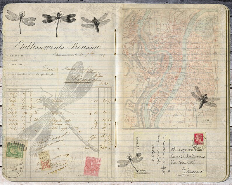 vintage ephemera paper digital notebook page background etsy
