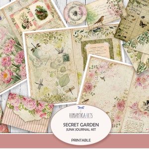 Kit de journal jardin secret, journal numérique, botanique vintage, papier de scrapbooking, téléchargement numérique, journal de fleurs, botanique numérique