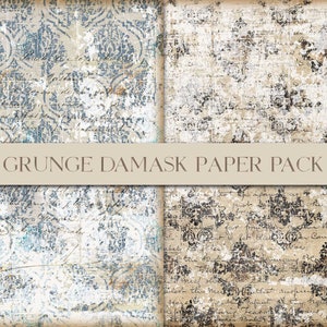 Grunge Damask Pattern Paper Pack, Wallpaper Style, Damask Digital Paper, Vintage Damask, Background Paper, Journal Supply, Digital Download image 7