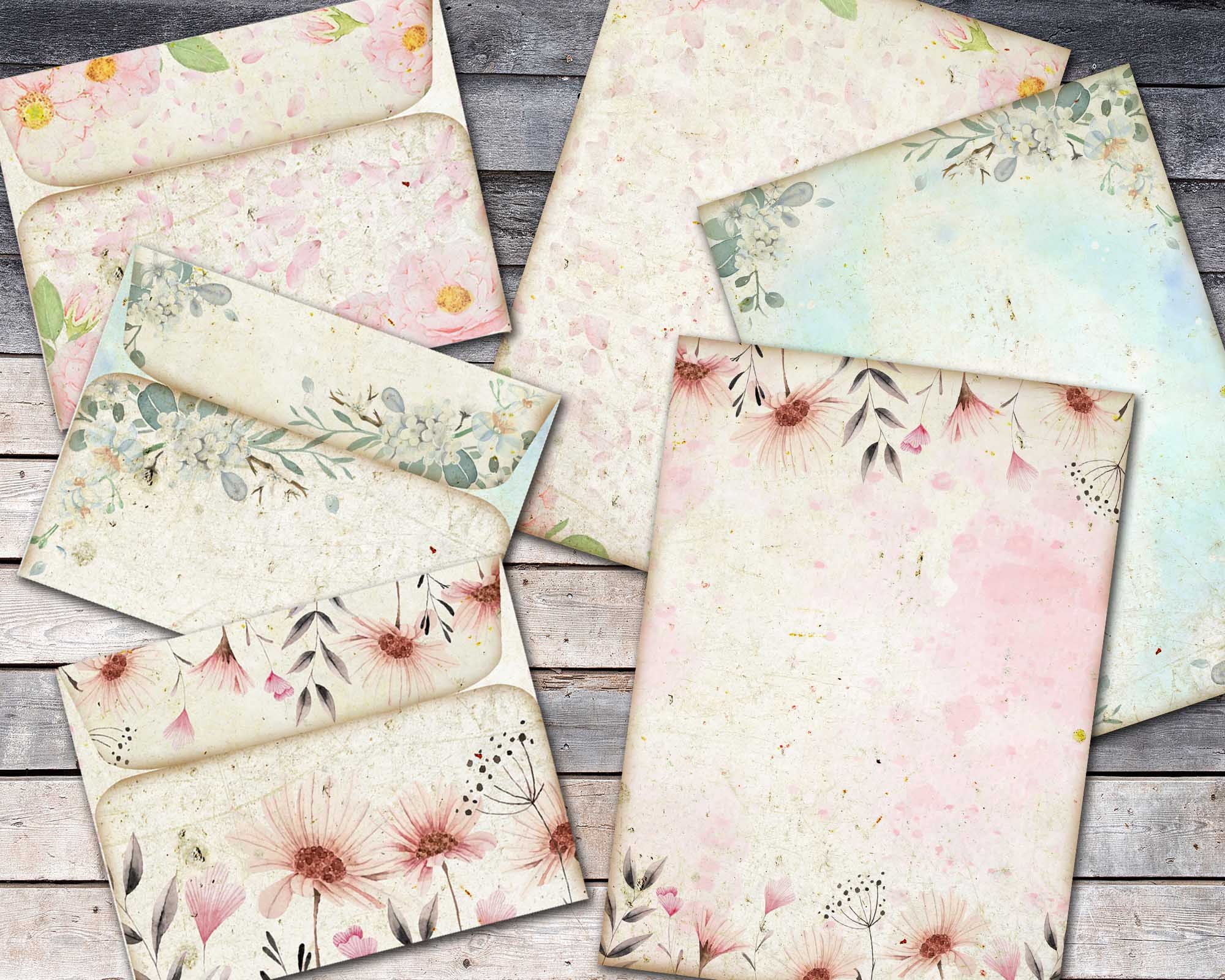 Shabby Romantic Stationery Digital Floral Envelope And | Etsy