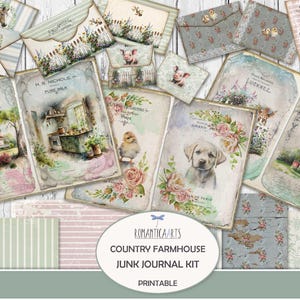 Farmhouse Journal Kit, Junk Journal Printable, Country Journal, Farmhouse Digital, Cozy Farm, Digital Download