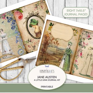 Kit de diario digital de Jane Austen, libro imprimible de Austen, diario de la Regencia, mujeres de la Regencia, descargas de Austen, diario basura, descarga digital