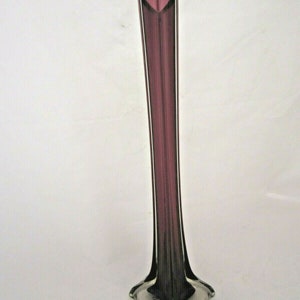 Stylish mid century modern tall plum colour sommerso art glass Lily vase 42cm