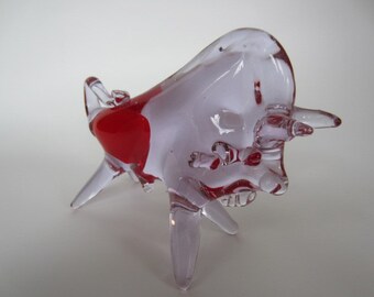 Murano art glass bull sculpture sommerso pink alexandrite crypto bull taurus