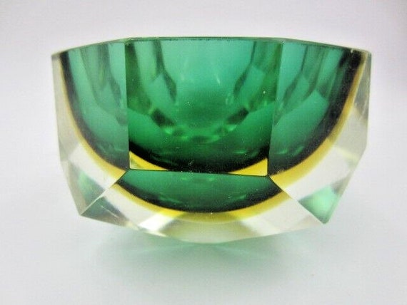 Mandruzzato Faceted green amber in blue Murano So… - image 3