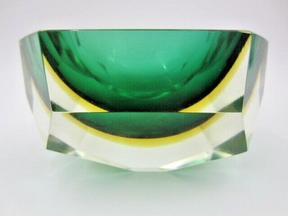 Mandruzzato Faceted green amber in blue Murano So… - image 4