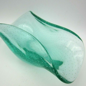 Archimede Seguso Murano sculptural art glass bowl quality bullicante glows green