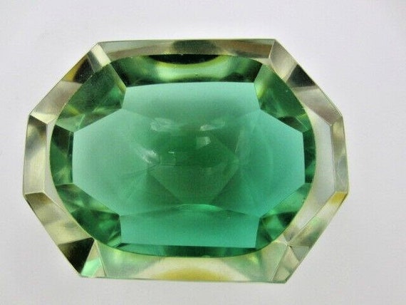 Mandruzzato Faceted green amber in blue Murano So… - image 5