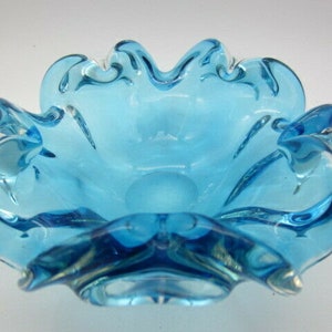 Vintage blue organic flower bowl Barovier and Toso