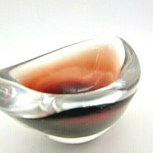 Vintage Whitefriars aubergine sommerso art glass oval bowl Baxter 1960s