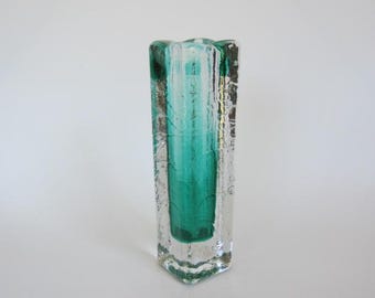 Ice glass vase mid century modern schott zwiesel, germany 1960s