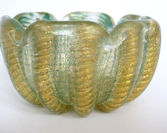 1950s barovier & toso murano italy cordonato d'oro art glass bowl