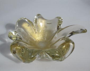 Archimede seguso lucky four leaf clover bowl 24k gold flecks polvere d'oro  60s