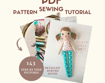 Rag Doll Sewing Pattern: 16-inch Cloth Doll Tutorial (PDF)