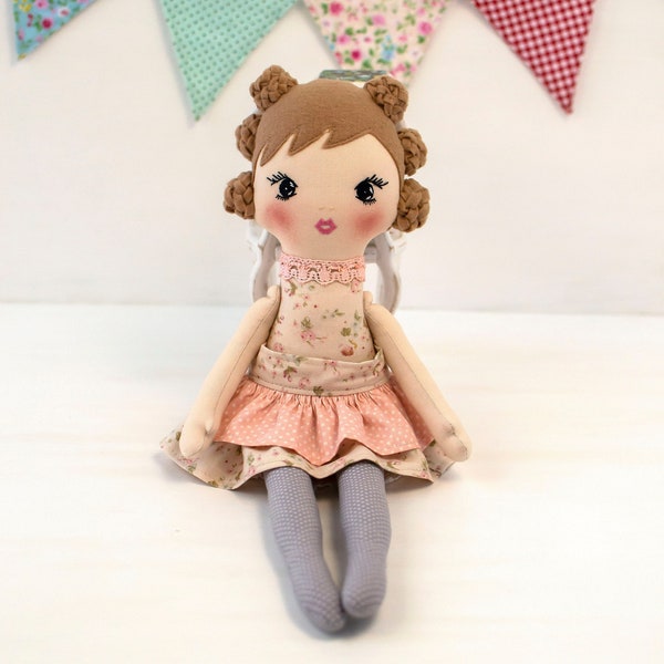 Handmade rag doll gift for girl Personalized cloth doll Heirloom doll Fabric doll for kids Soft doll for toddlers First baby doll