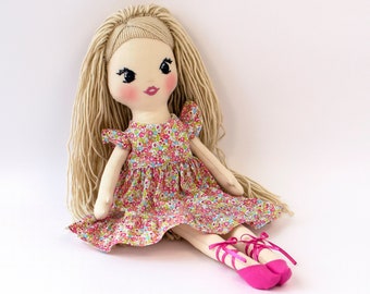 Handmade cloth doll for toddler Personalized rag doll girl Fabric doll clothes First doll for baby girl Heirloom doll Baby girl gift