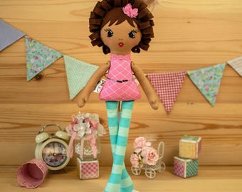 African American Rag Doll: 15.5 in. Personalized Heirloom Black Cloth Doll