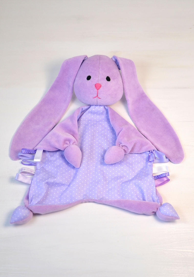 Baby comfort blanket Bunny comforter Rabbit soft toy Lovey Etsy