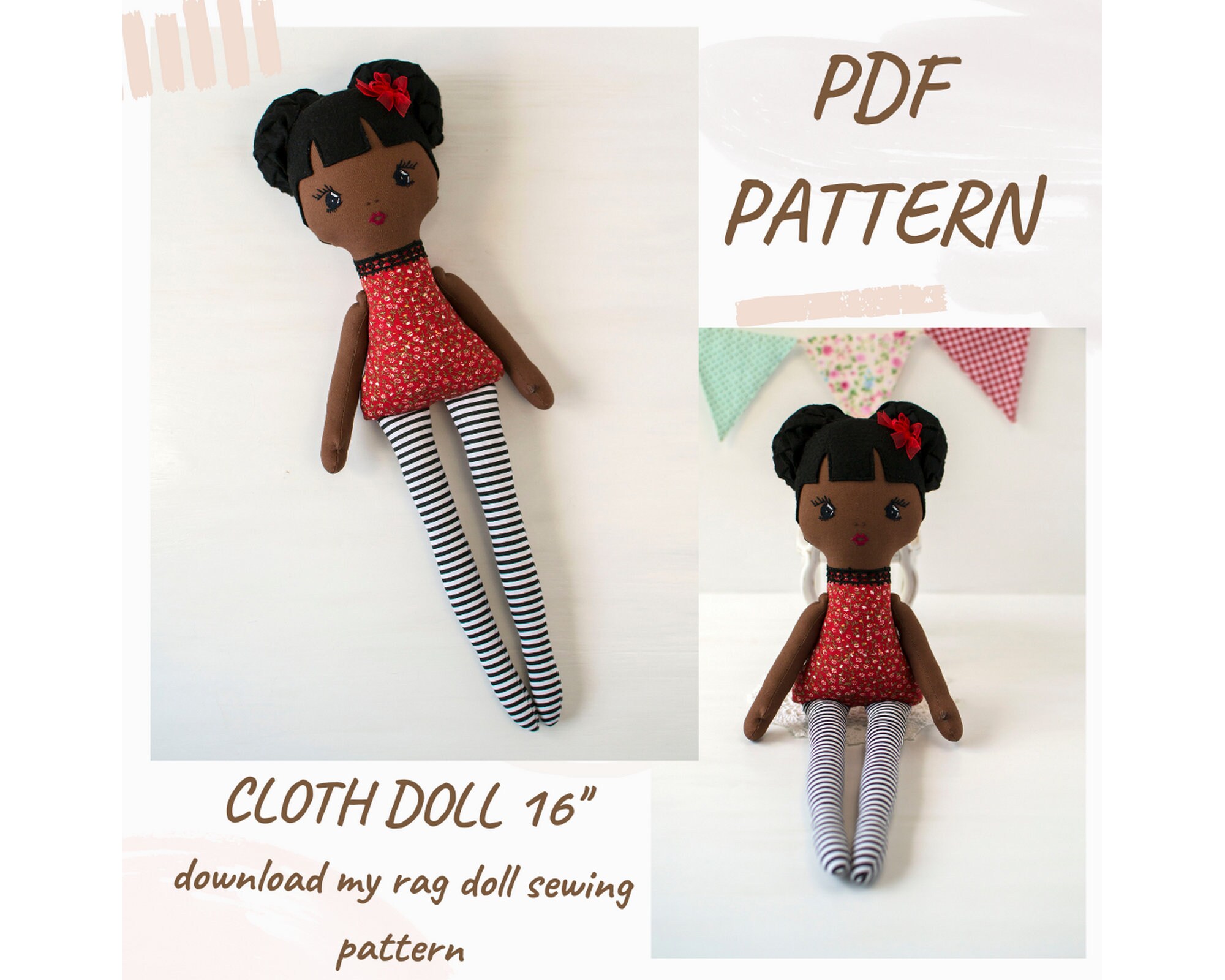 PDF Pattern Cloth Doll 16'' Download Rag Doll Sewing - Etsy