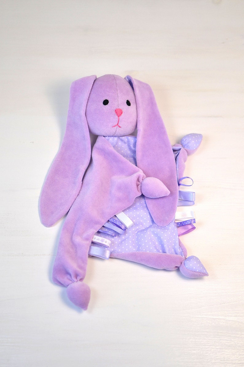 Baby comfort blanket Bunny comforter Rabbit soft toy Lovey Etsy