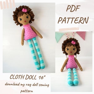 PDF Pattern Rag Doll 16'', Download Cloth Doll Sewing Pattern, Baby Doll Pattern, Handmade Doll DIY, Fabric Doll Pattern, Make Your Own Doll