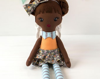 Personalized Black Rag Doll: 16 in. Handmade African American Doll