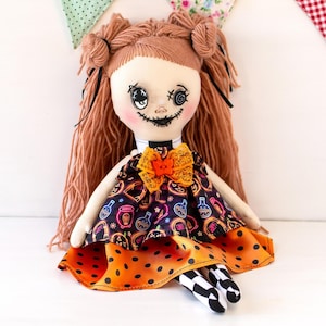 Handmade Gothic Rag Doll, Halloween Cloth Doll, OOAK Creepy Cute Doll