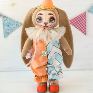 Ooak Rabbit Art Doll, Handmade Bunny Cloth Doll, Soft Fabric Heirloom Doll