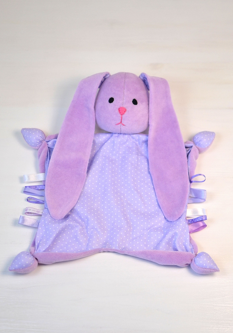 Baby comfort blanket Bunny comforter Rabbit soft toy Lovey Etsy
