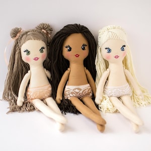 Blank Doll Body 16'' with Hair, Personalized Rag Doll, Cloth Doll with Clothes