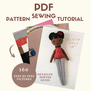 Cloth Doll Sewing Pattern & Tutorial 16&#39;&#39;, Rag Doll Pattern PDF and Detailed Instructions, Soft Doll Pattern