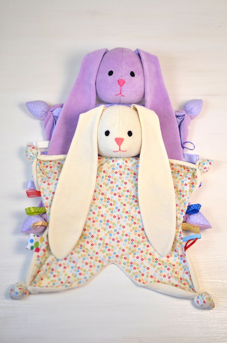 Baby comfort blanket Bunny comforter Rabbit soft toy Lovey Etsy