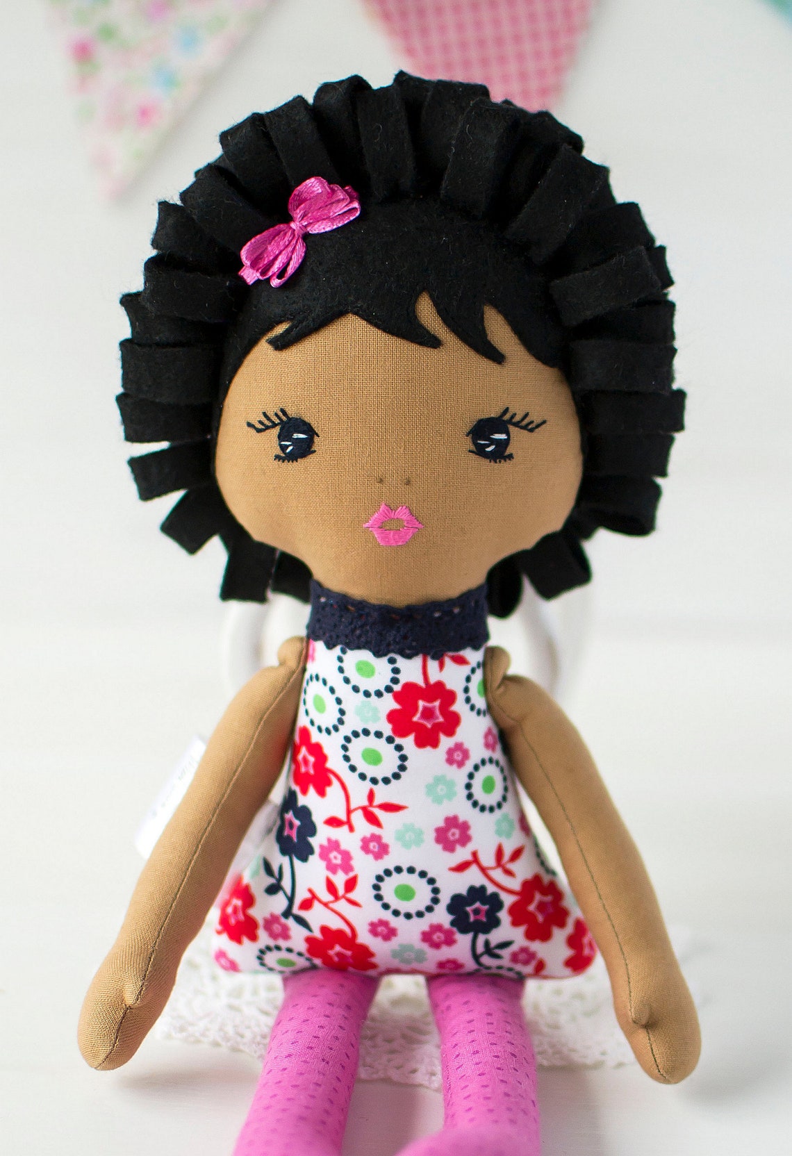 Black rag doll handmade for baby girls Personalized Сloth Etsy